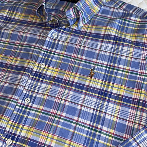 Ralph Lauren Plaid Button Up Shirt. 100% Cotton. Size X-Large. Blue Yellow Red - Picture 3 of 11
